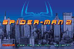 Spiderman 2 title screen for GameBoy Advance
